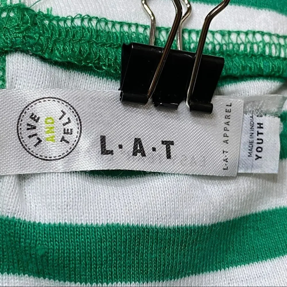 LAT Youth Green & White Striped Pajama Pants | Soft Cotton | Size Large NWOT